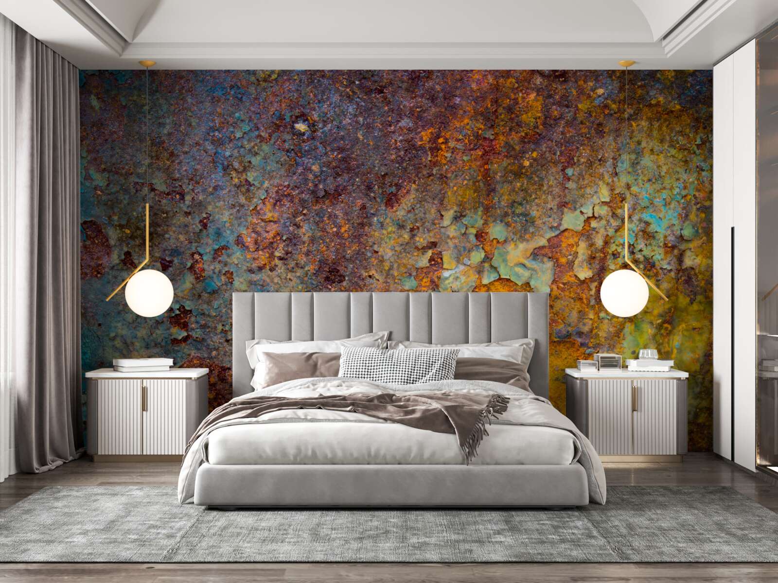 Fotobehang verroeste metalen muur