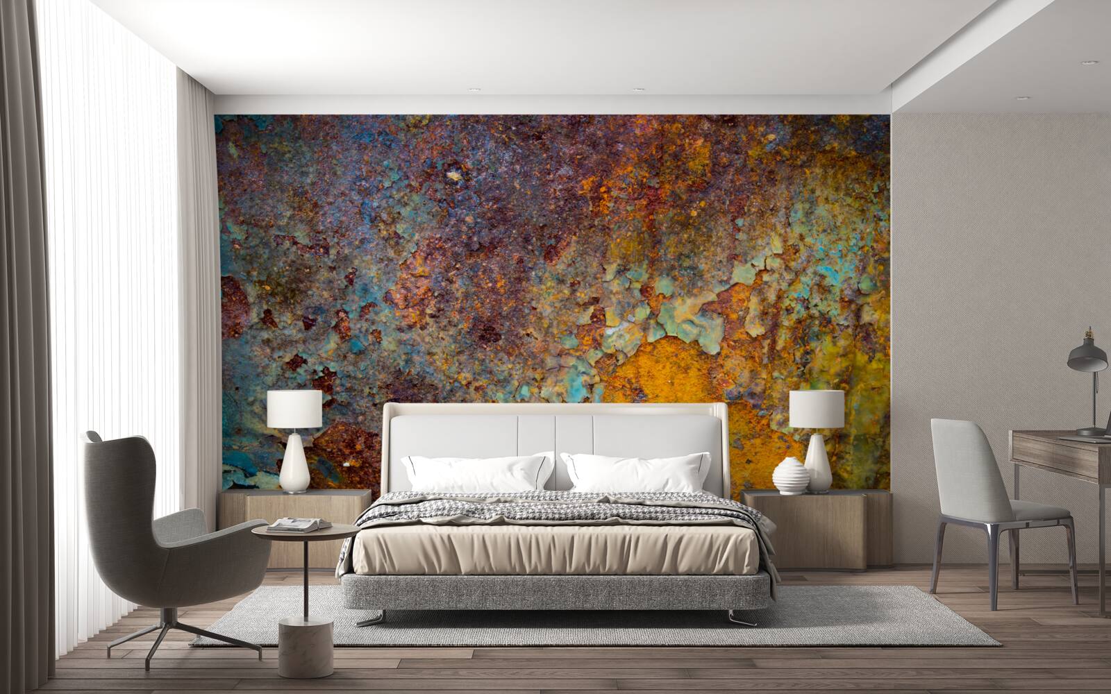 Fotobehang verroeste metalen muur