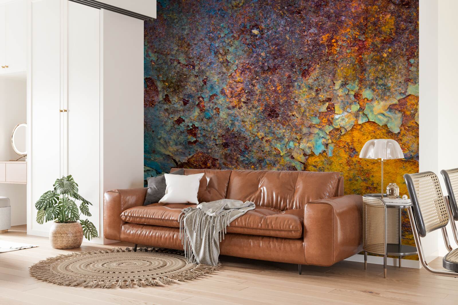 Fotobehang verroeste metalen muur