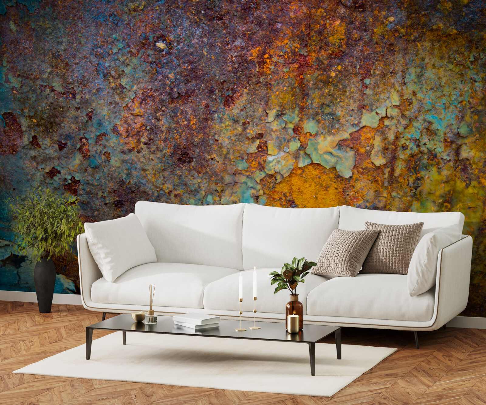 Fotobehang verroeste metalen muur