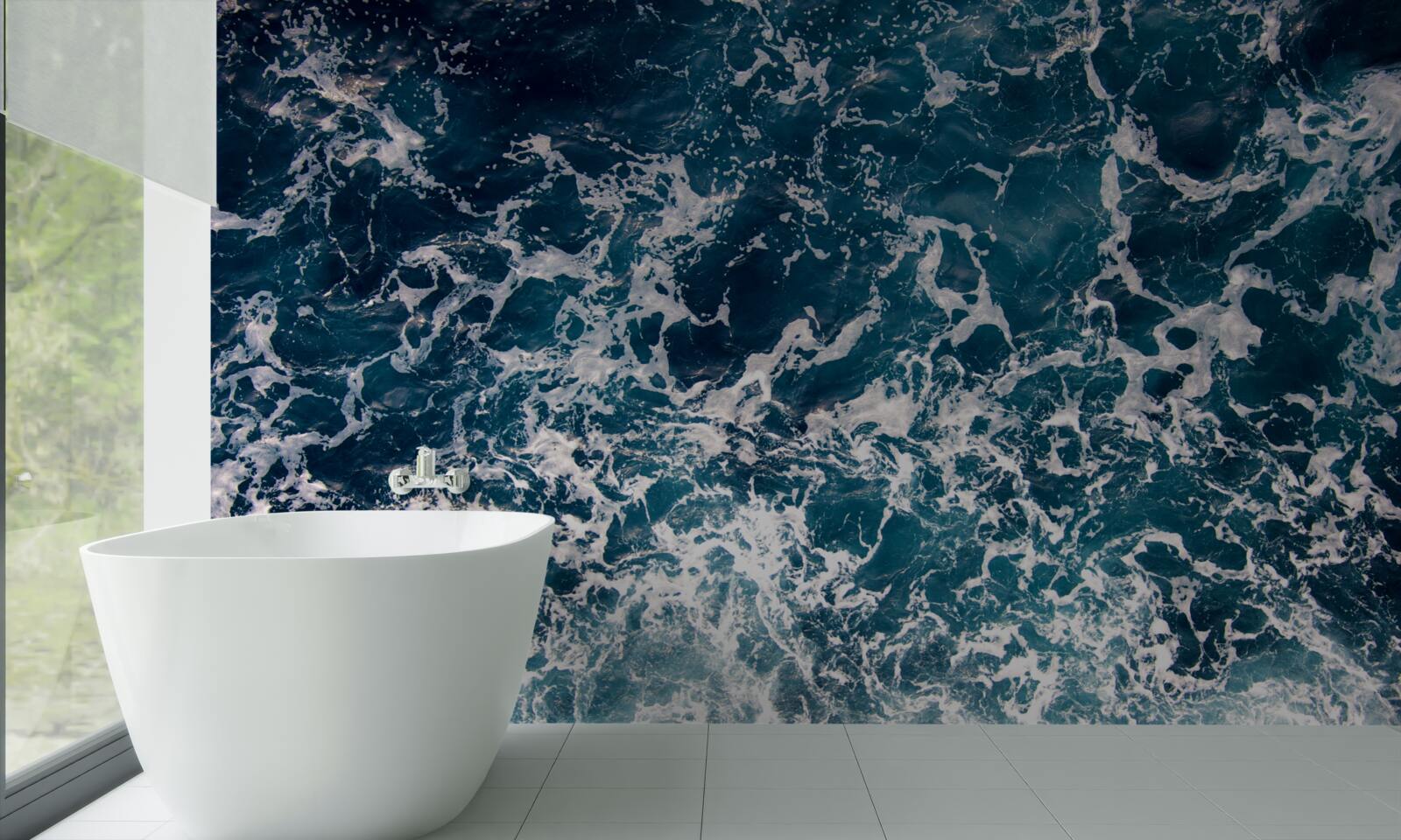 Fotobehang aanzwellende golven van azuurblauwe kleur