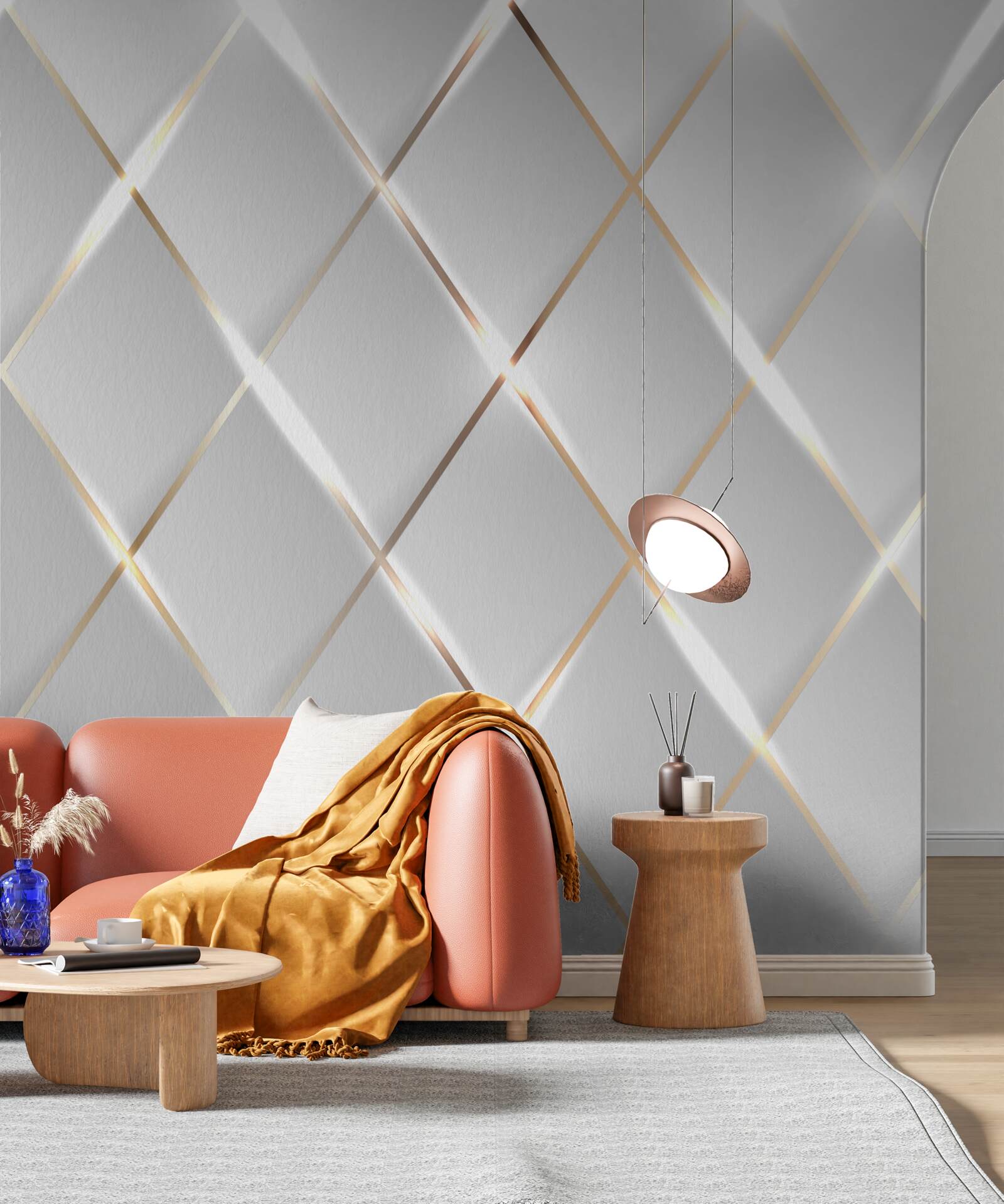 Fotobehang gouden en zilveren porseleinen sets