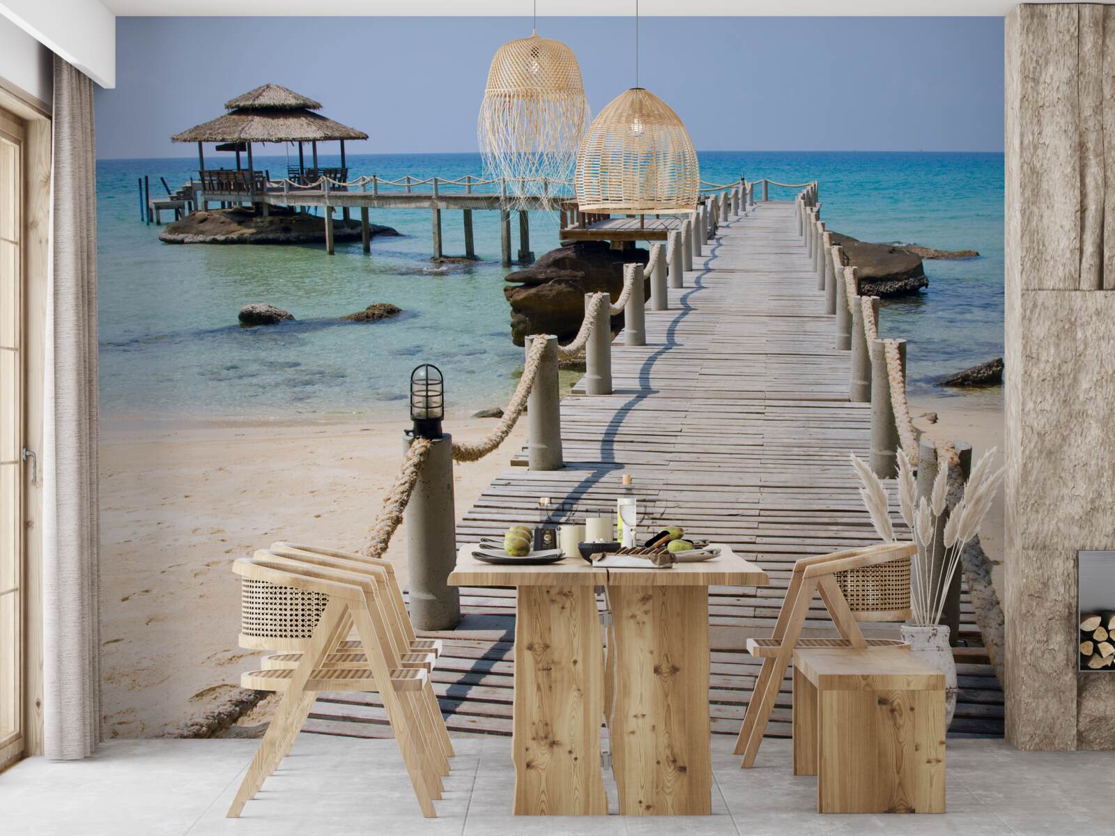 Fotobehang zeepier van hout