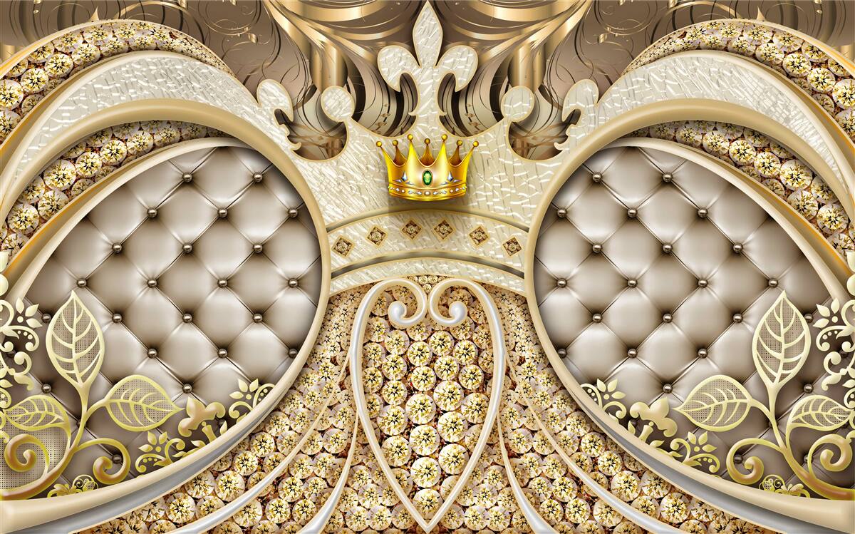 Fotobehang bladornamenten van goud