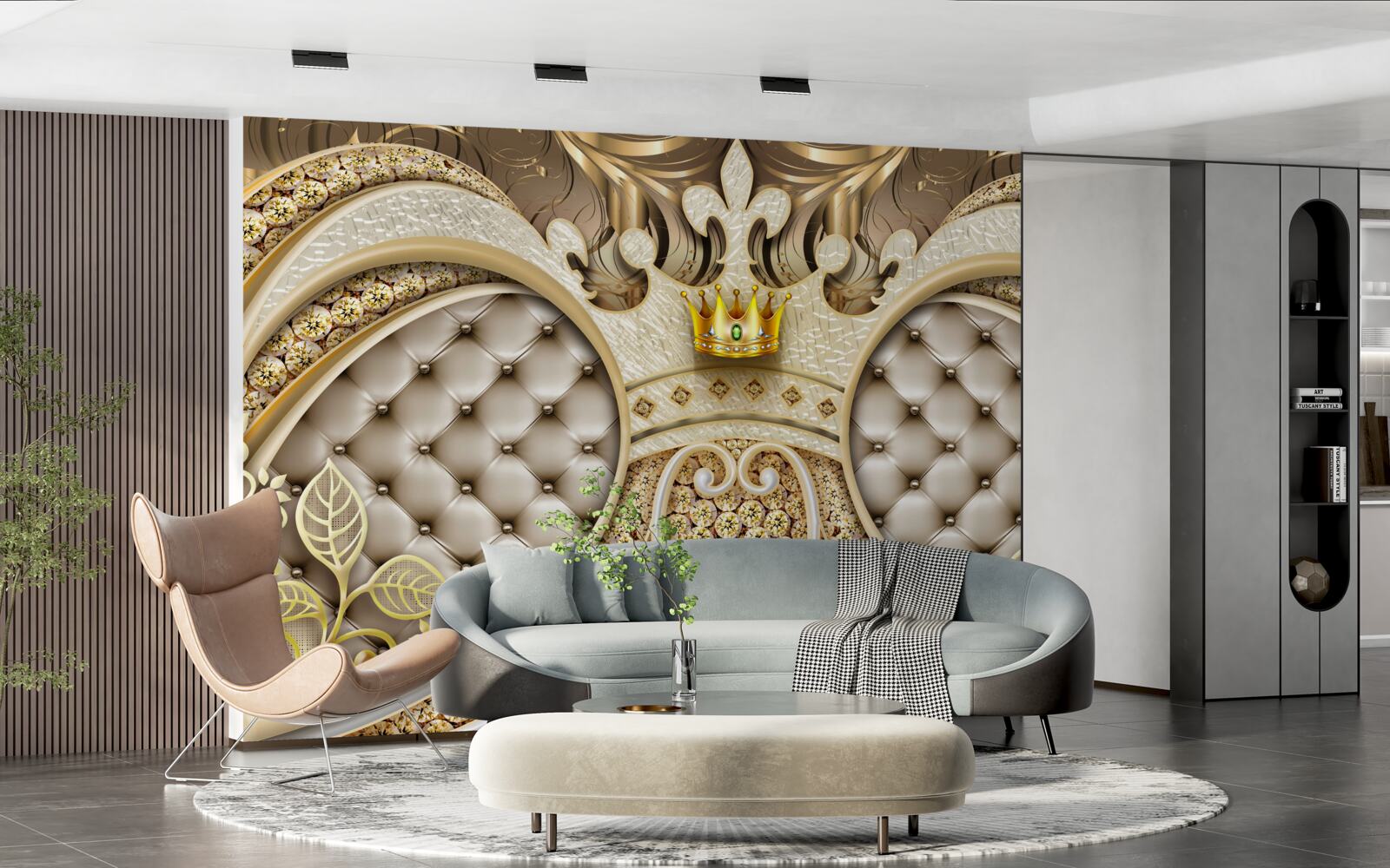 Fotobehang bladornamenten van goud