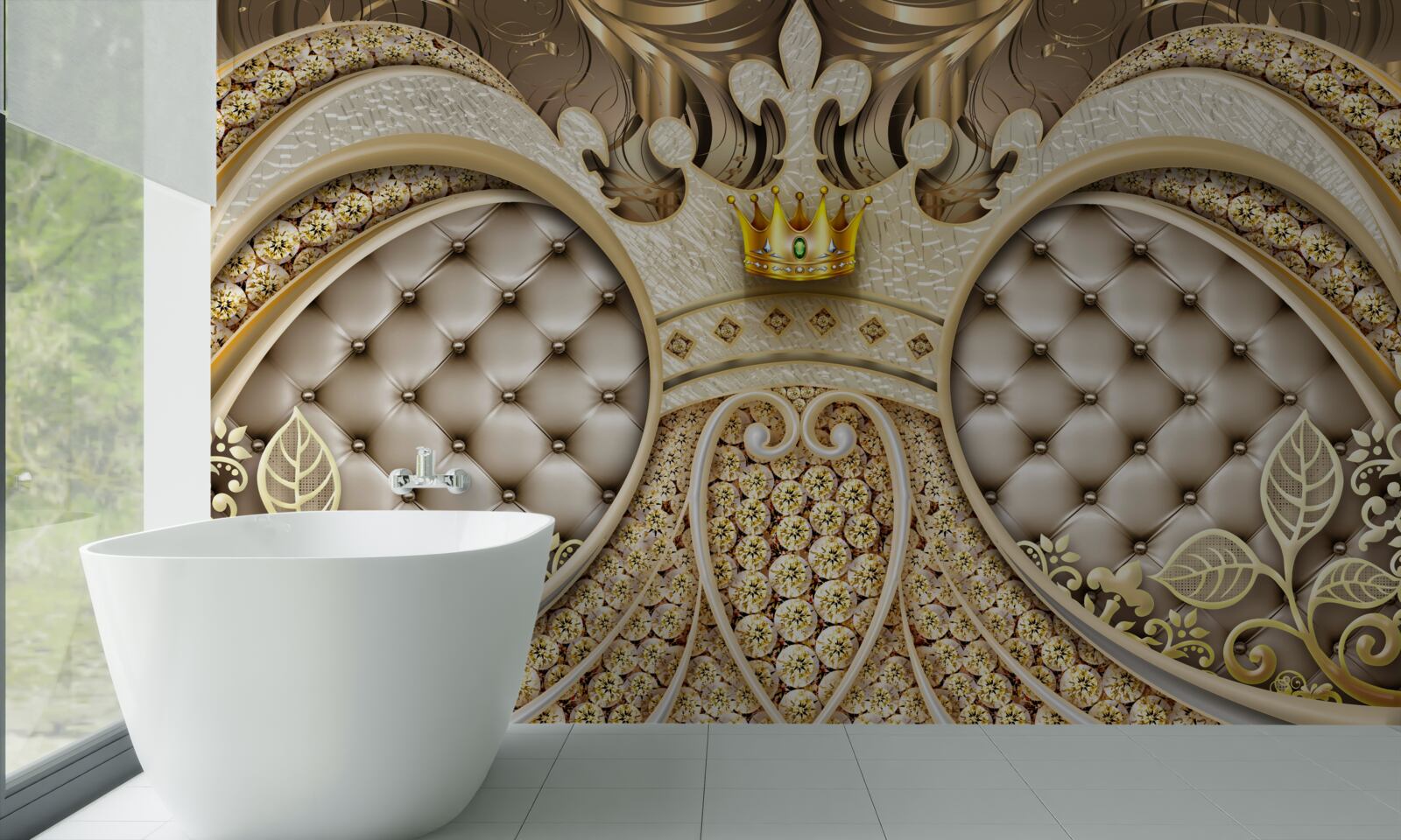 Fotobehang bladornamenten van goud