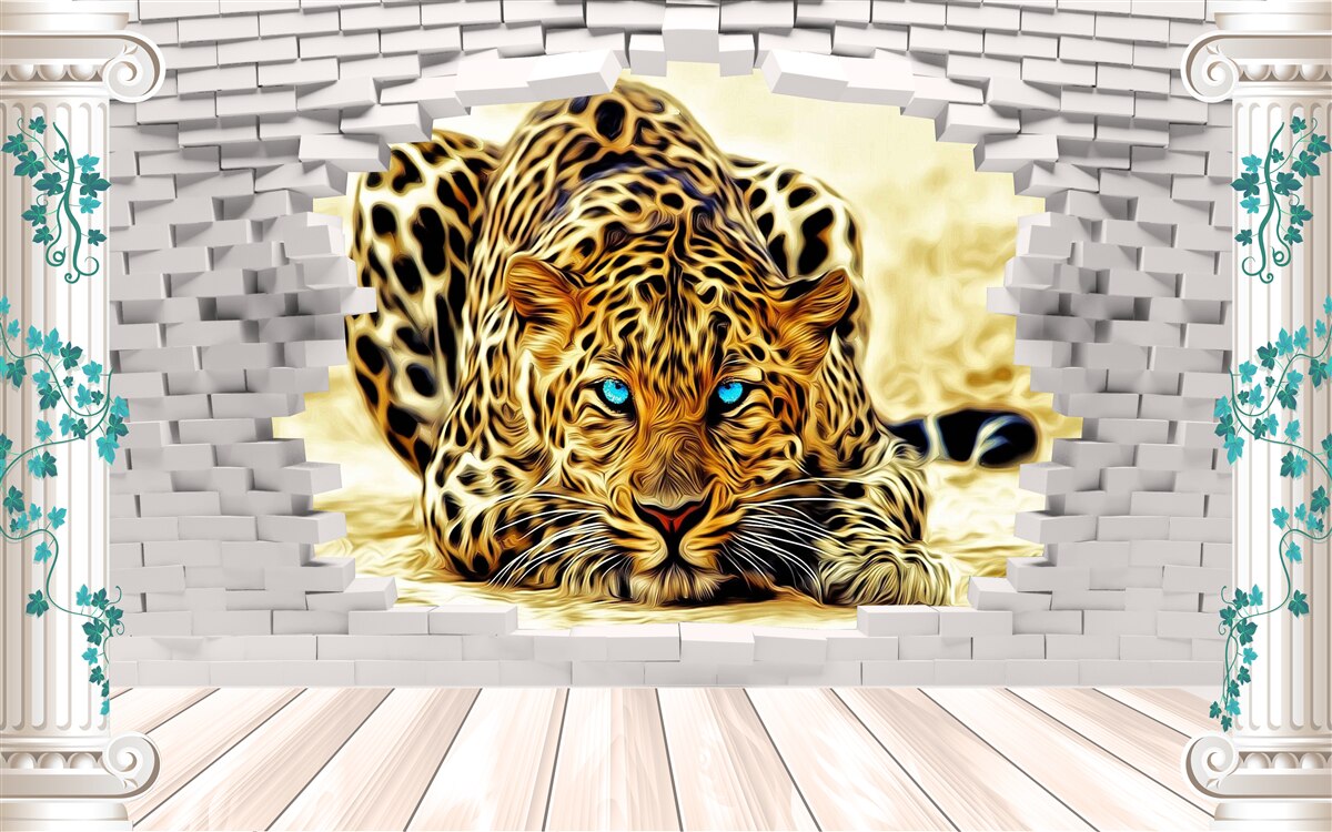 Fotobehang onheilspellende panter vernietigt de barrière