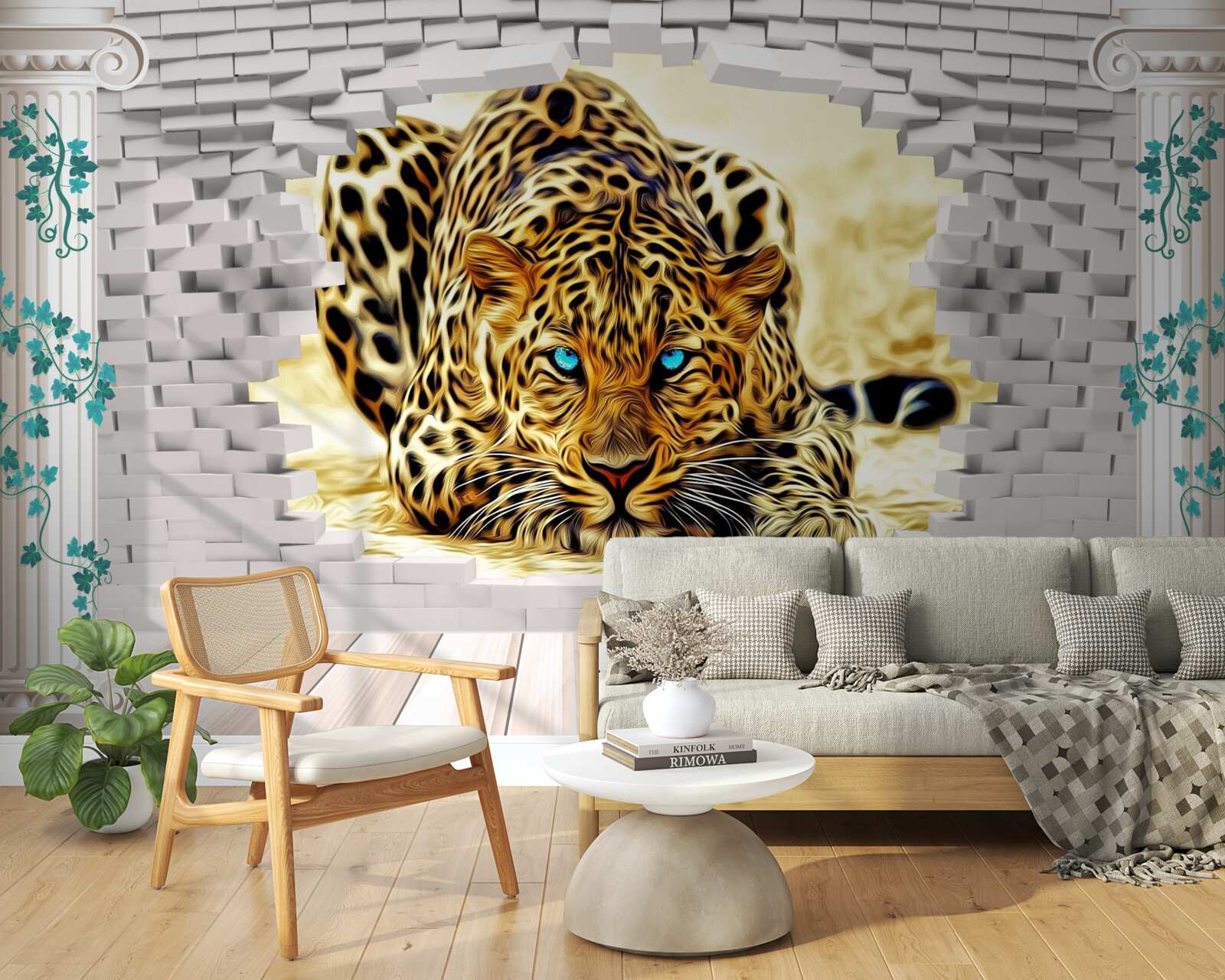 Fotobehang onheilspellende panter vernietigt de barrière