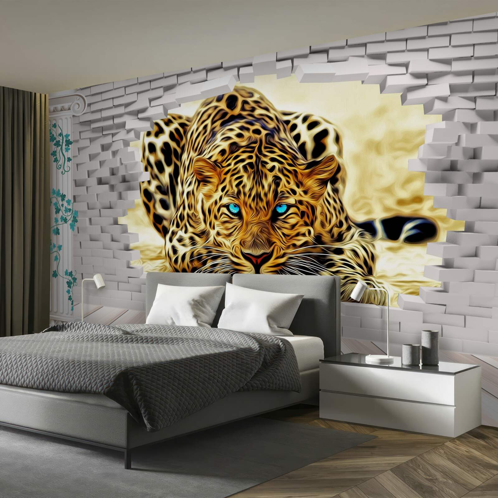 Fotobehang onheilspellende panter vernietigt de barrière