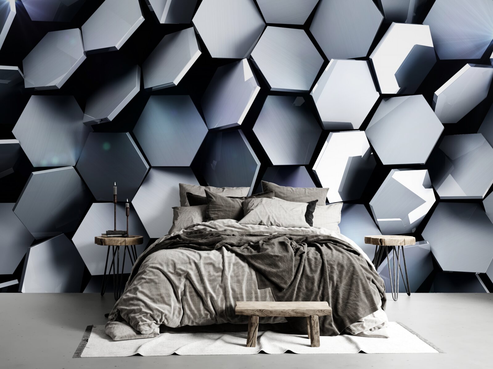 Fotobehang vijfhoeken in 3d met mapping