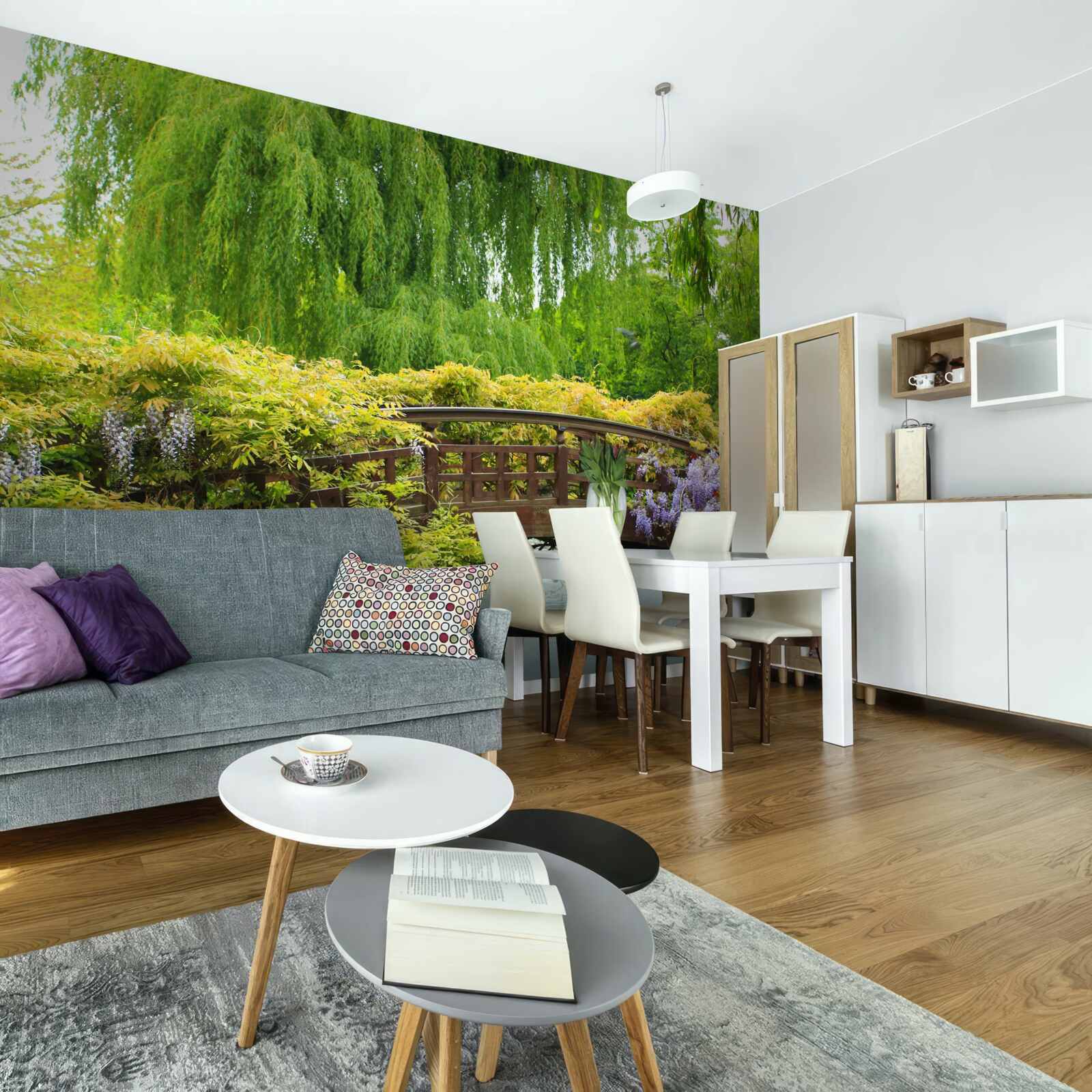 Fotobehang adembenemend panorama van de brug over de rivier