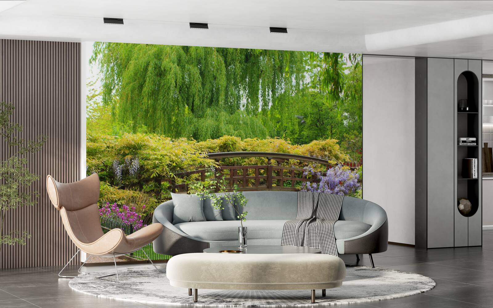 Fotobehang adembenemend panorama van de brug over de rivier