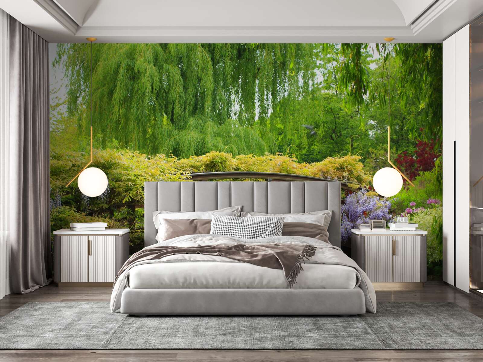 Fotobehang adembenemend panorama van de brug over de rivier