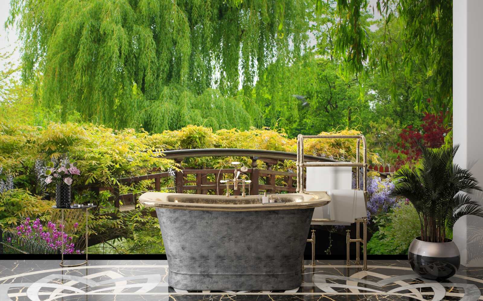 Fotobehang adembenemend panorama van de brug over de rivier