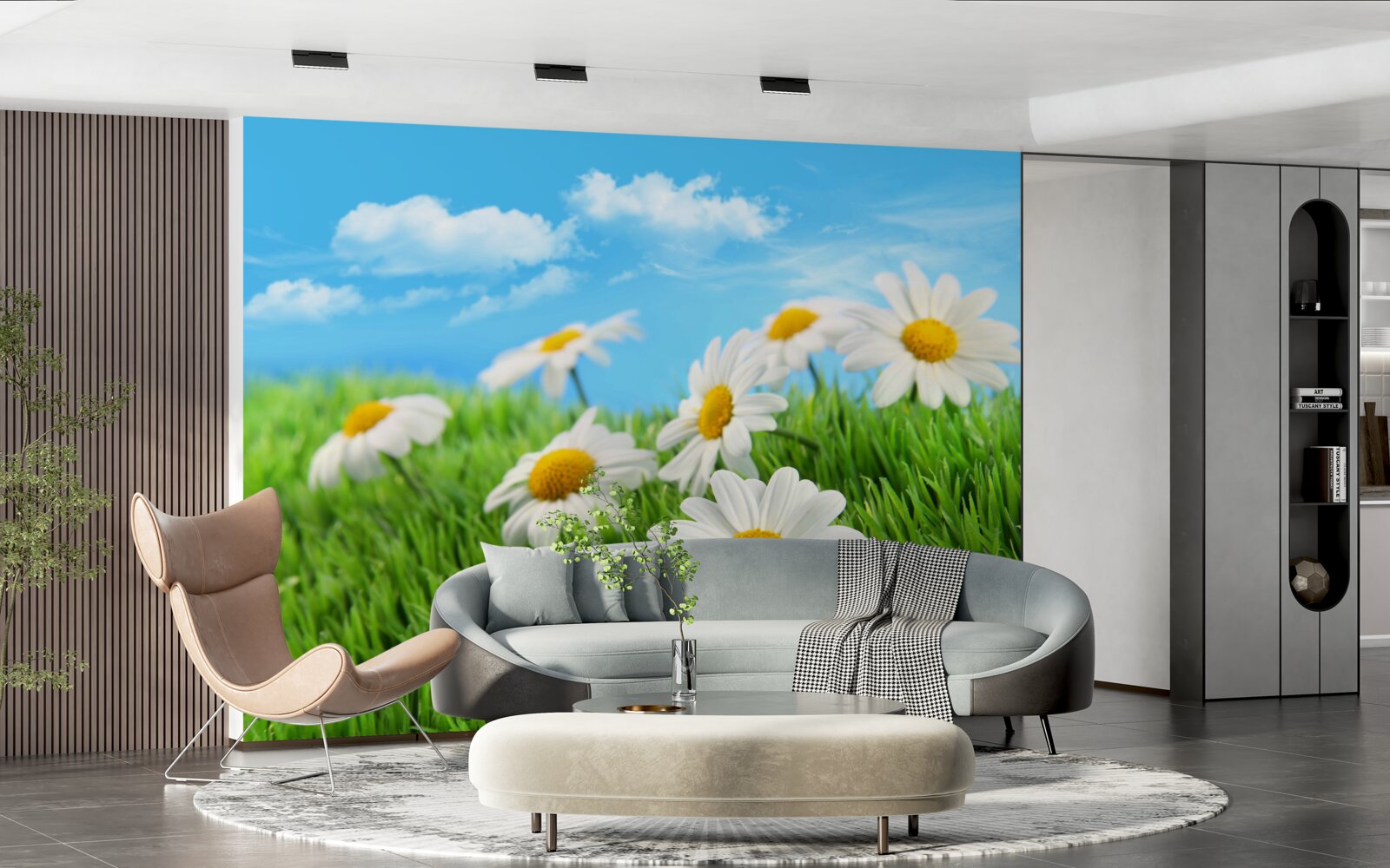 Fotobehang Sneeuwwitte margrieten