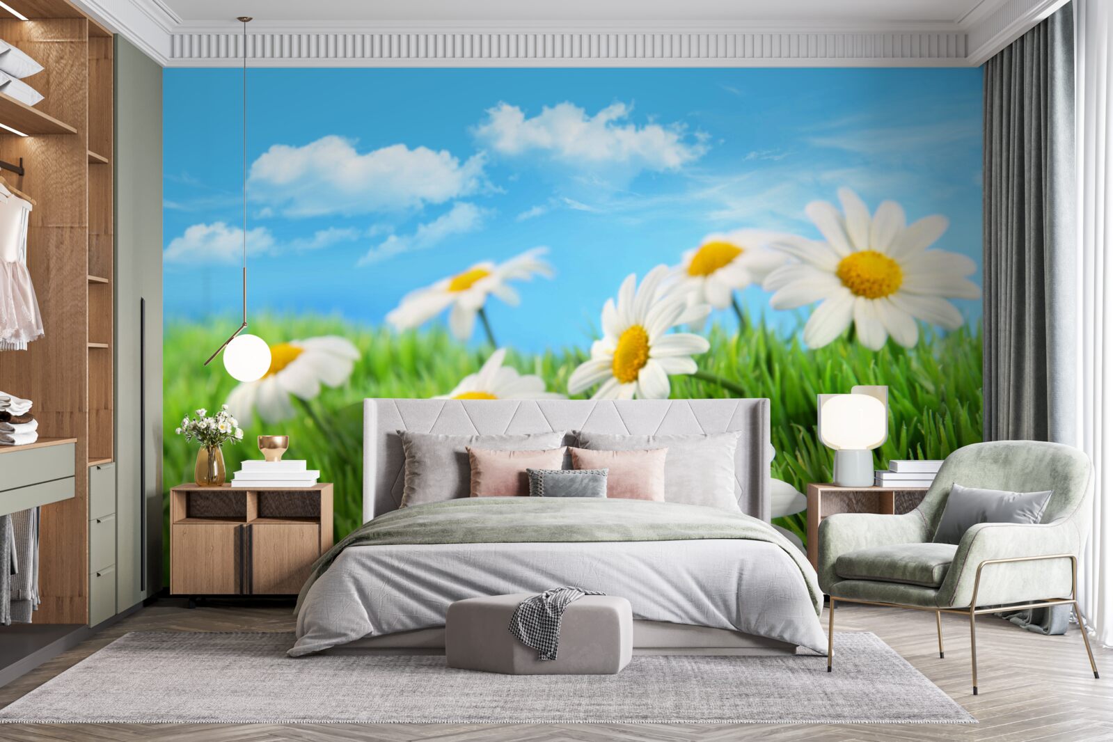 Fotobehang Sneeuwwitte margrieten