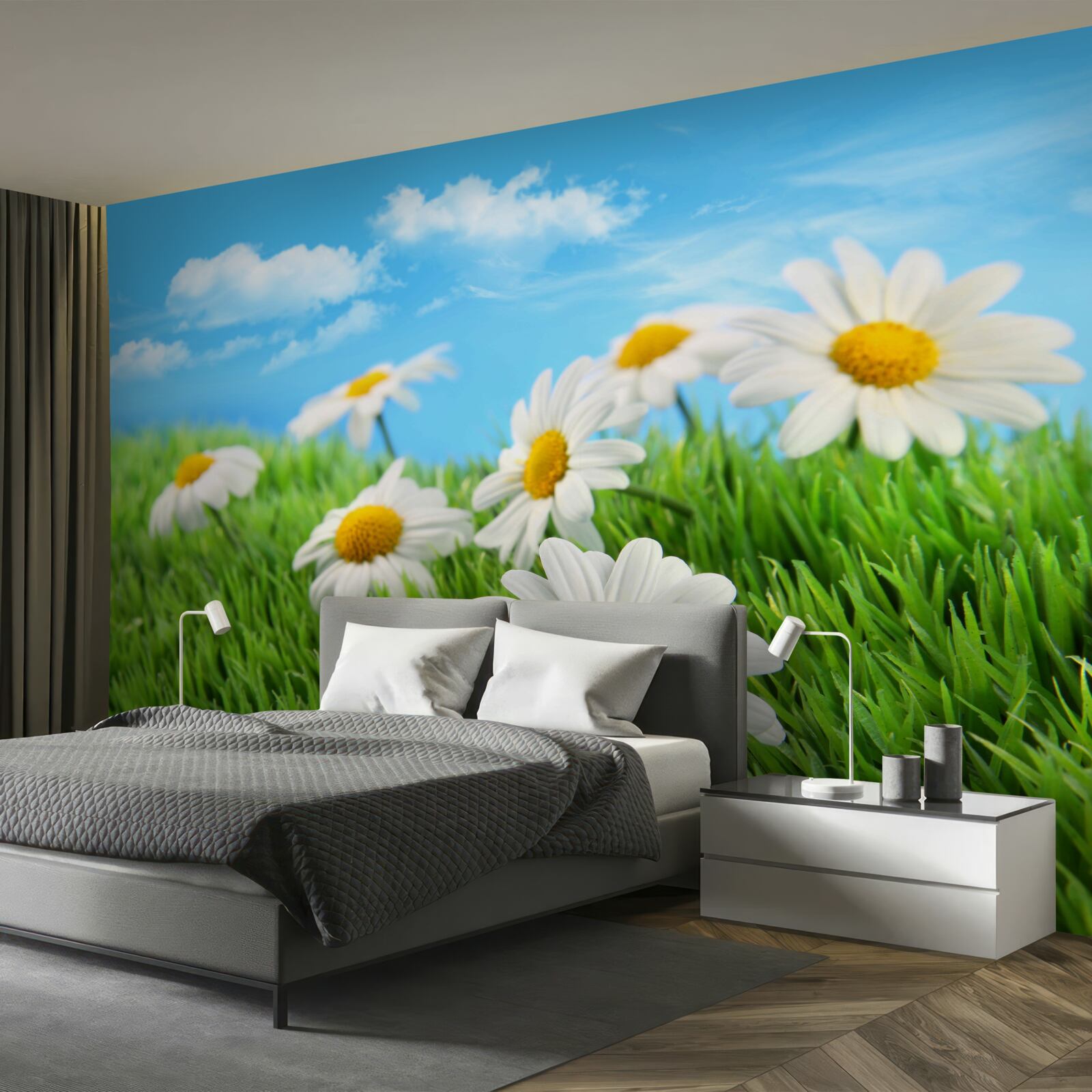 Fotobehang Sneeuwwitte margrieten