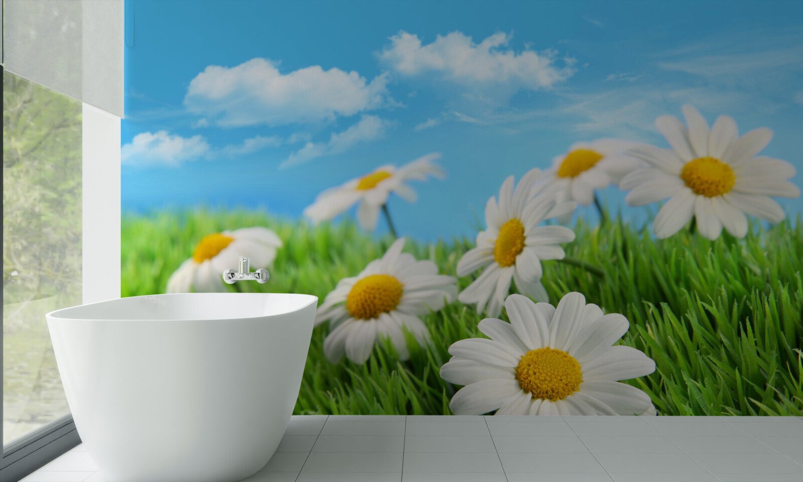 Fotobehang Sneeuwwitte margrieten