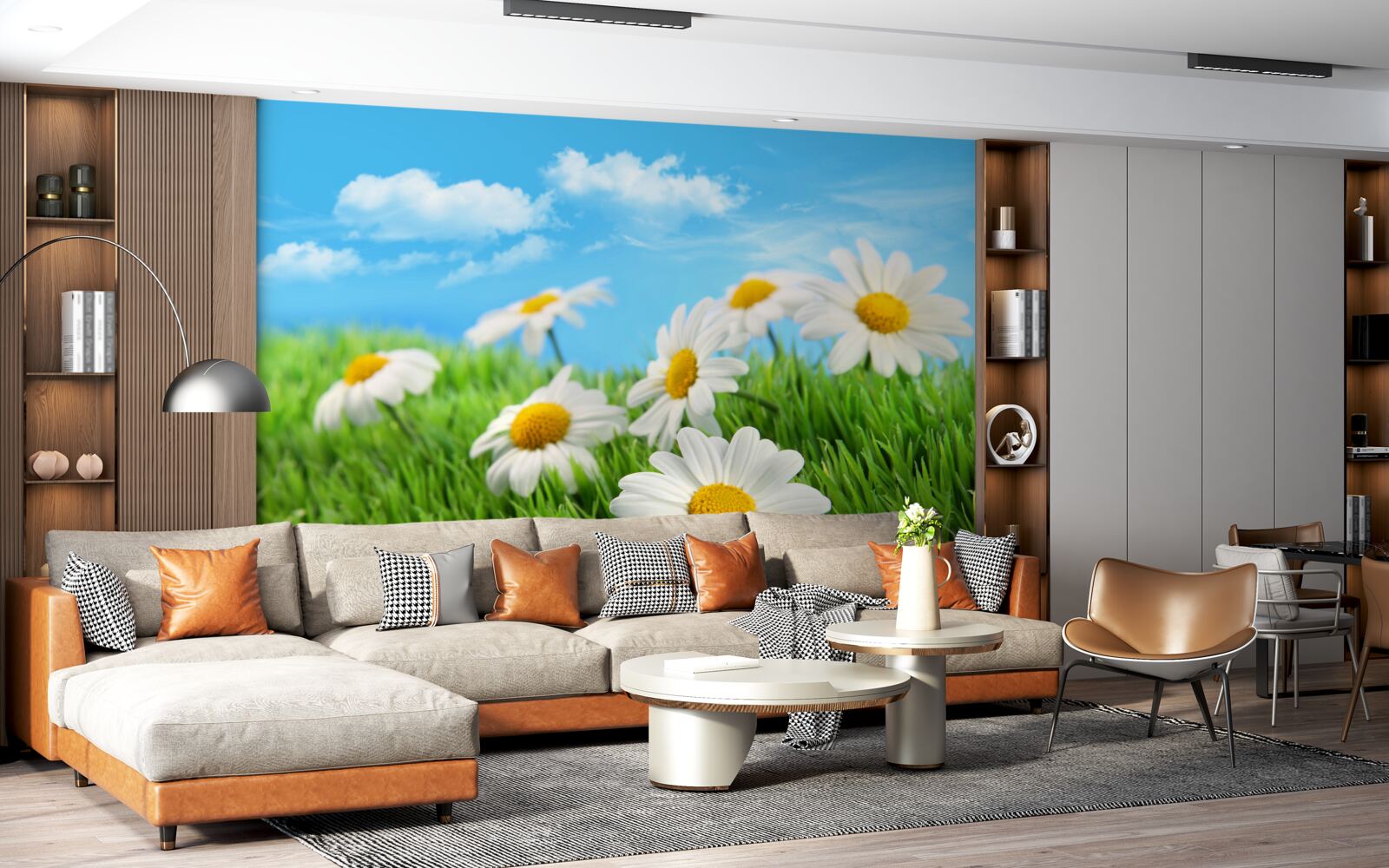 Fotobehang Sneeuwwitte margrieten