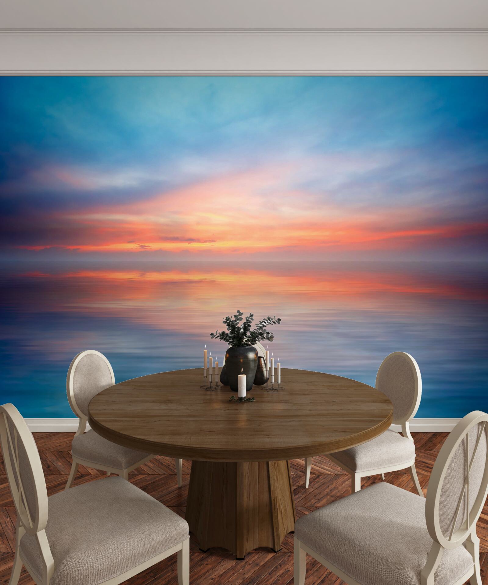 Fotobehang zonsondergang kalm op zee