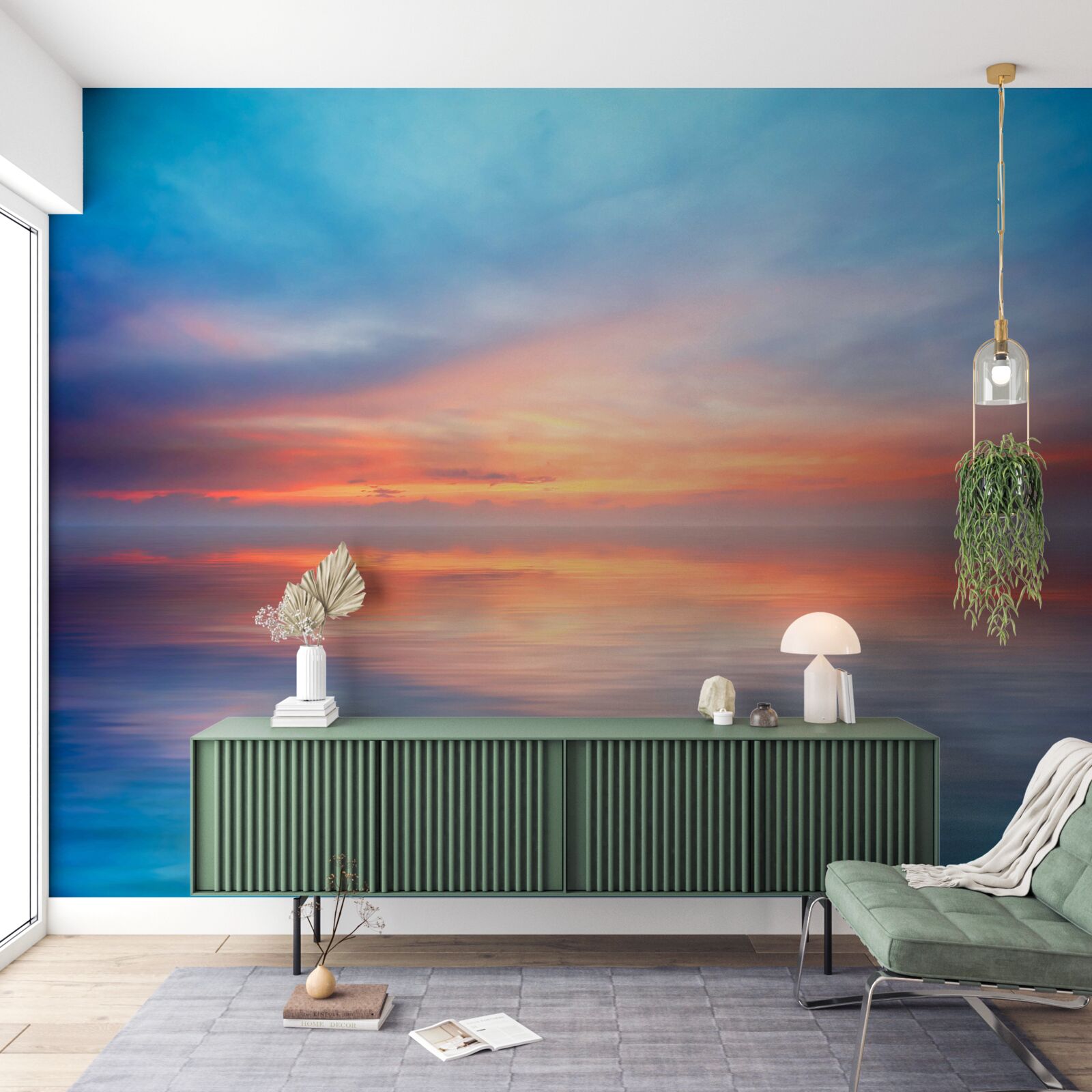 Fotobehang zonsondergang kalm op zee