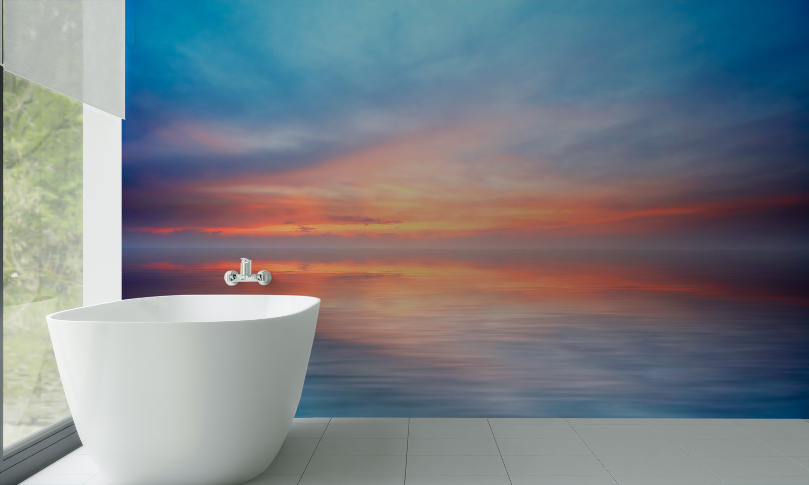 Fotobehang zonsondergang kalm op zee