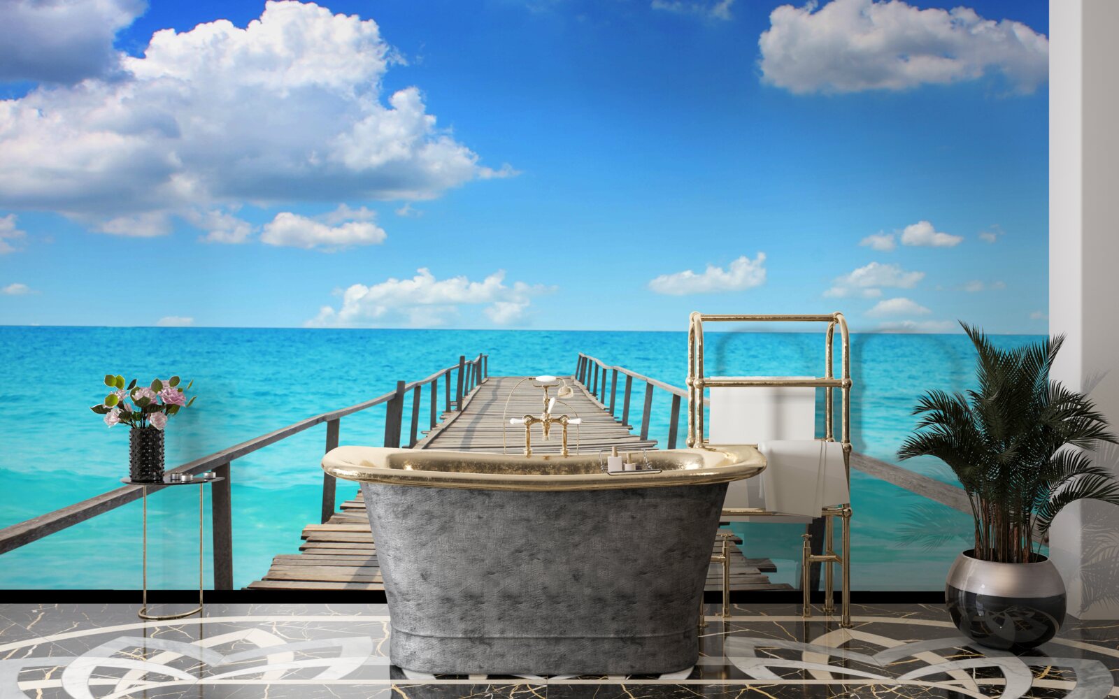 Fotobehang vallend in een grenzeloze zee