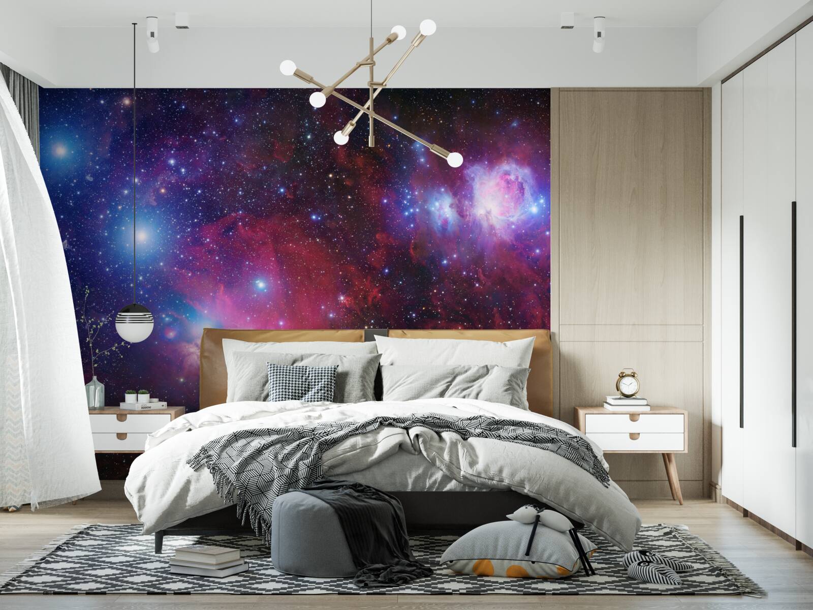 Fotobehang een sterrenhemel bedekt door nacht