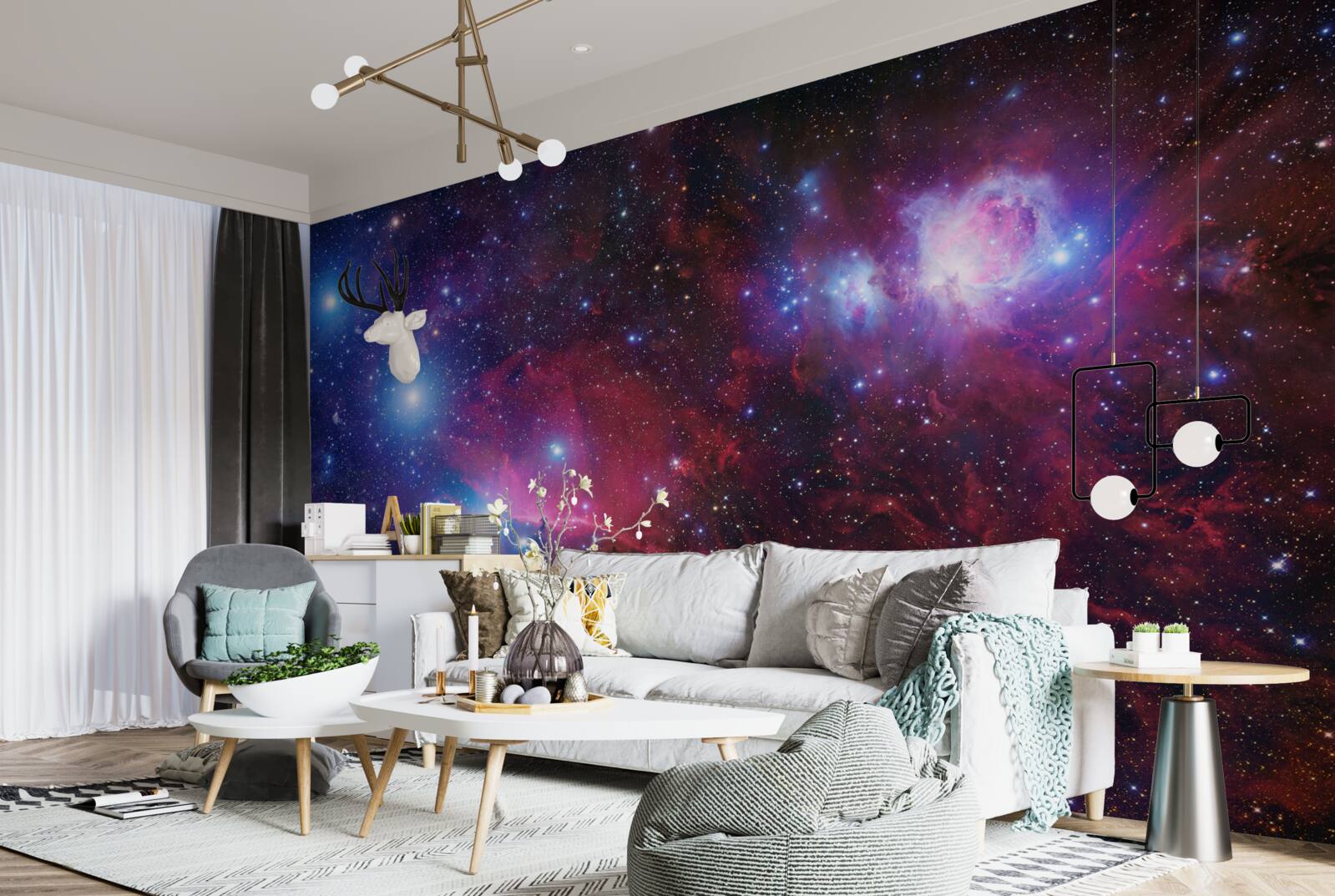 Fotobehang een sterrenhemel bedekt door nacht