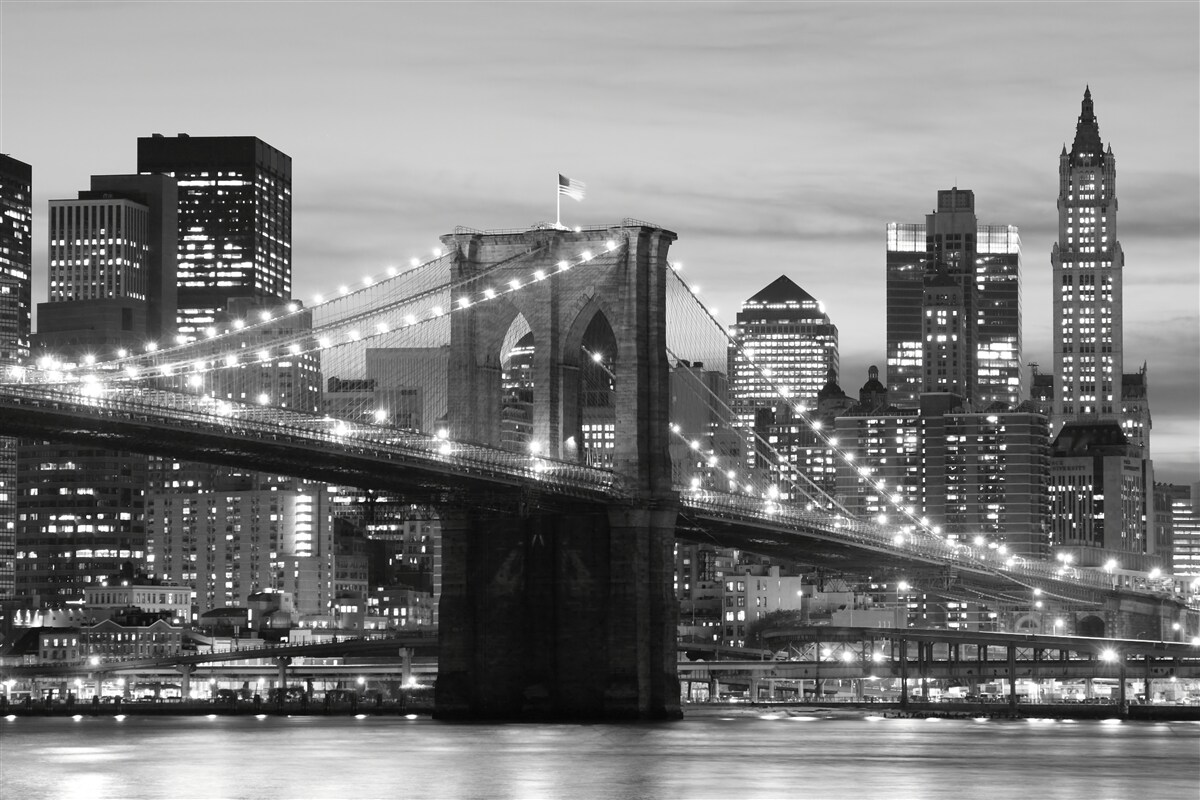 Fotobehang brooklyn bridge in zwart-wit