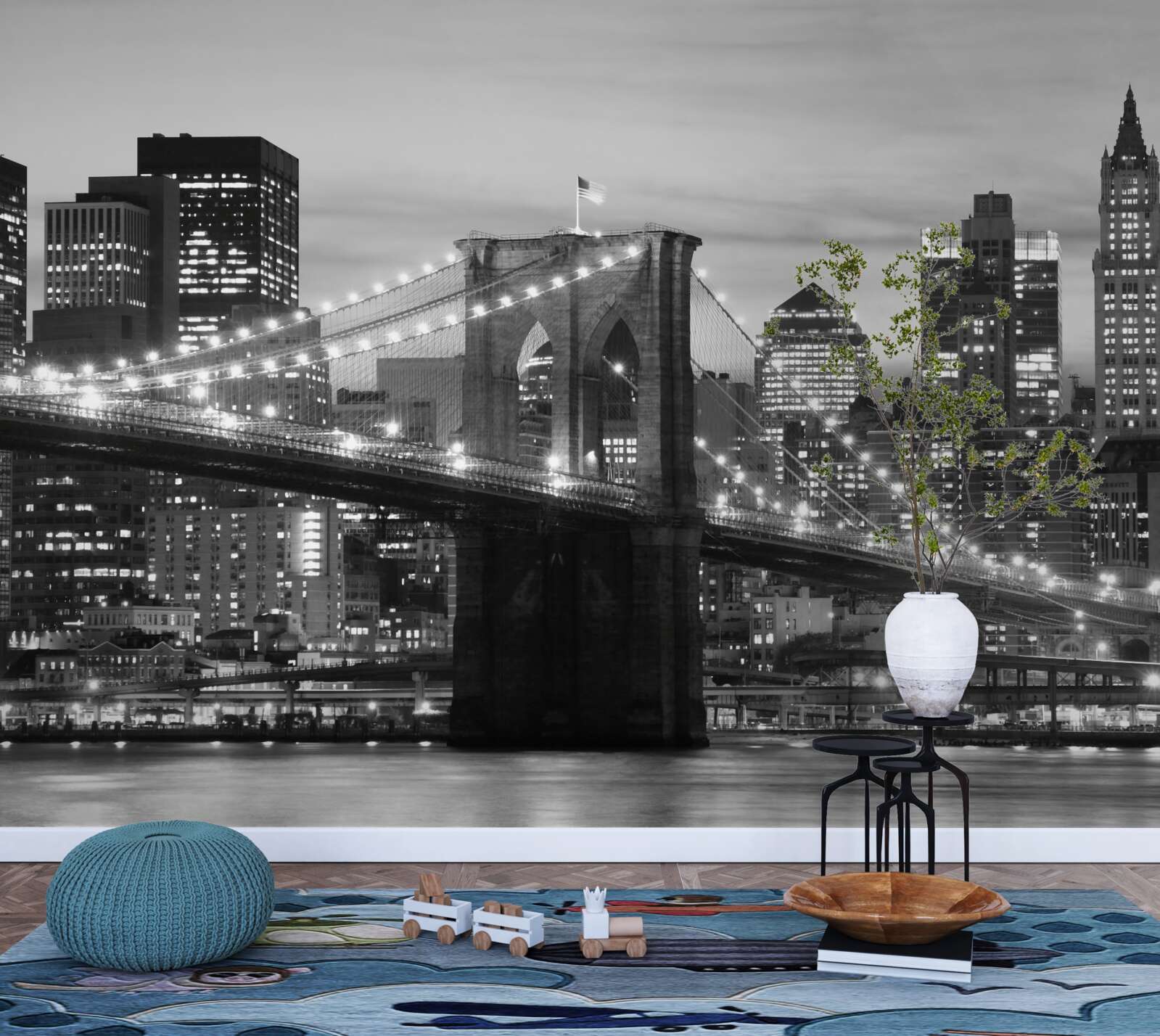 Fotobehang brooklyn bridge in zwart-wit