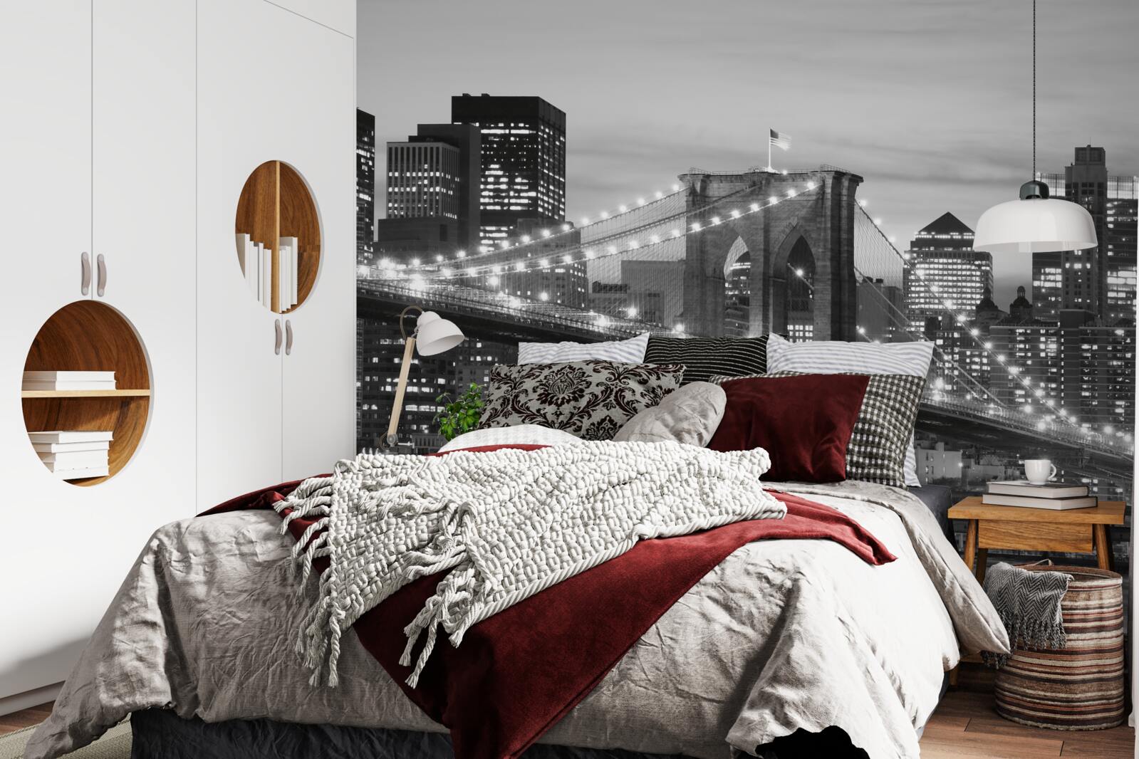 Fotobehang brooklyn bridge in zwart-wit