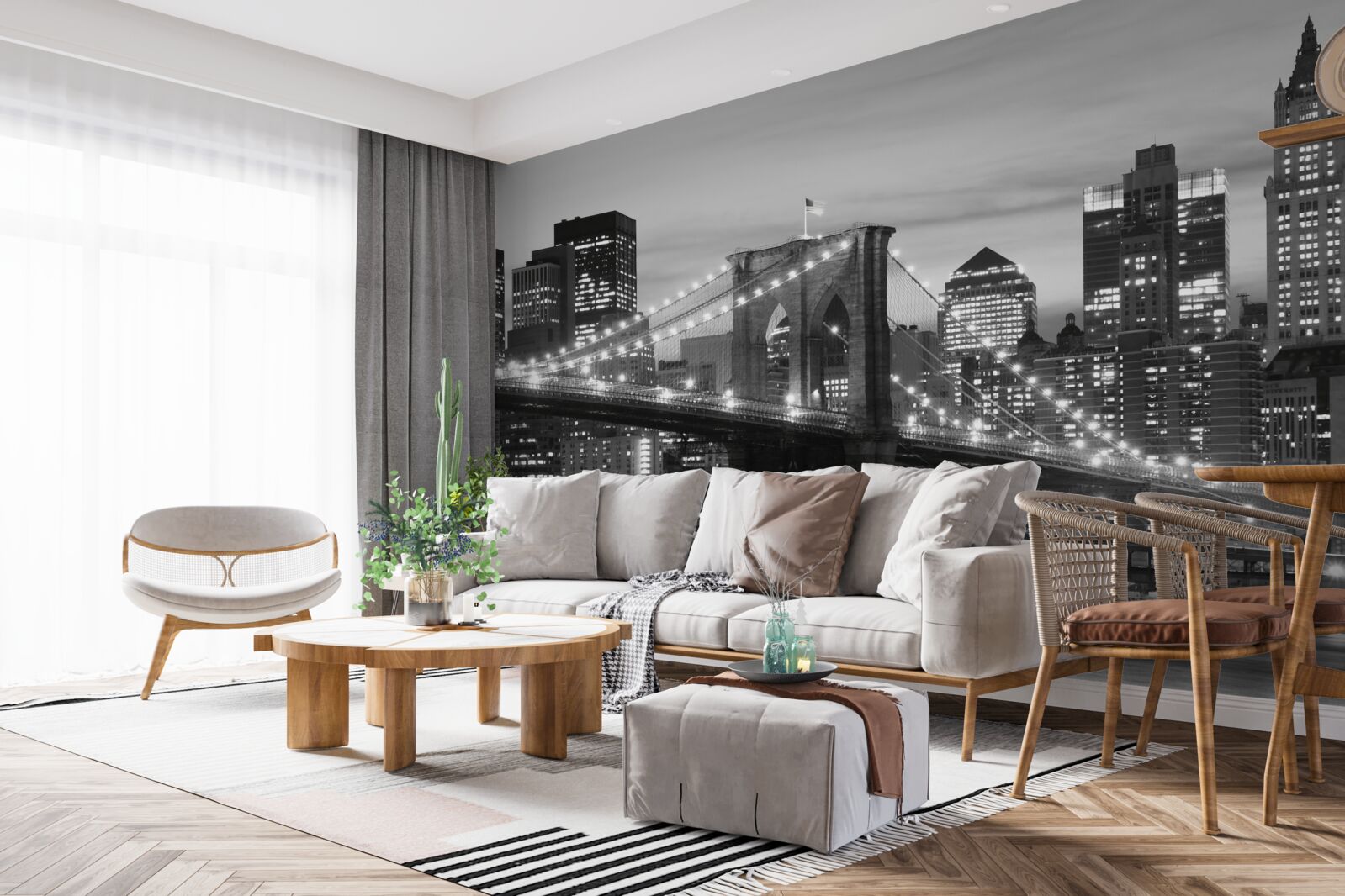 Fotobehang brooklyn bridge in zwart-wit