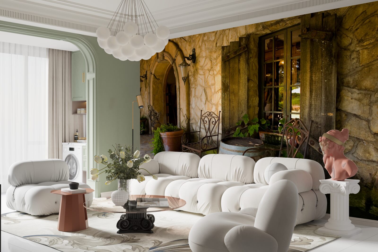 Fotobehang comfortabele ruimte om te ontspannen