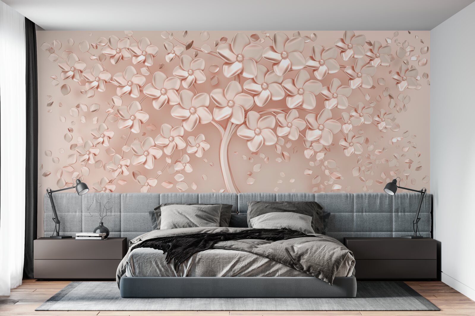 Fotobehang bloemen bloeien op een kleine boom