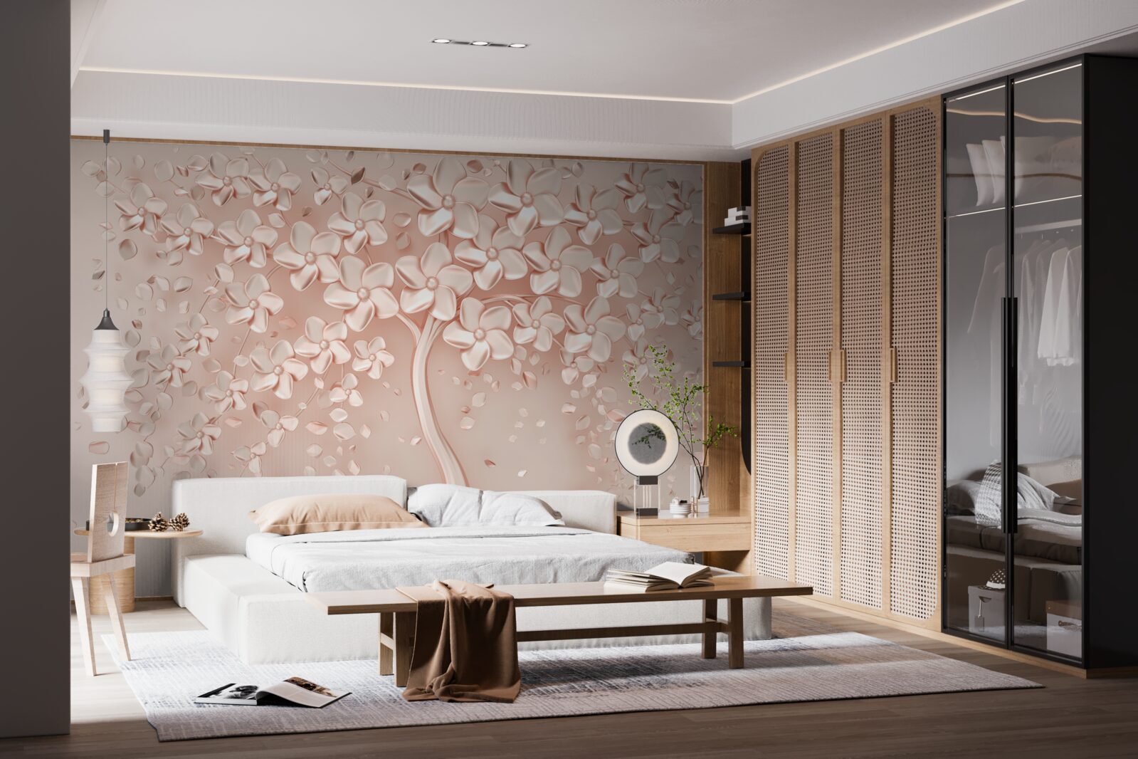 Fotobehang bloemen bloeien op een kleine boom