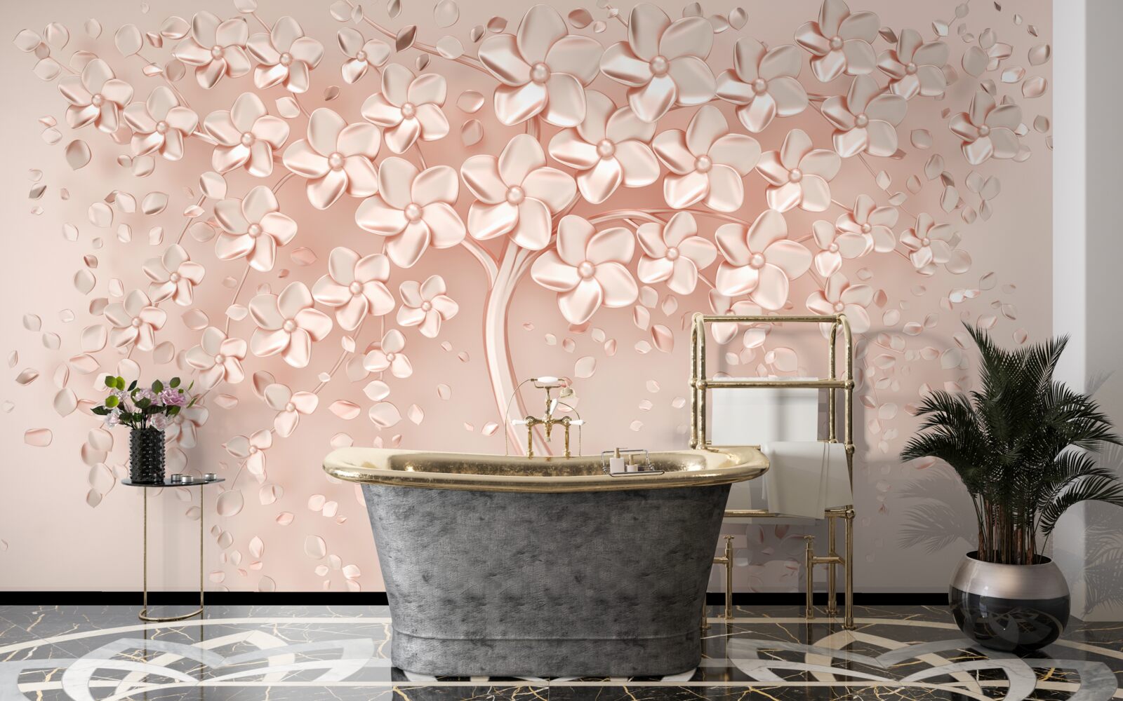 Fotobehang bloemen bloeien op een kleine boom