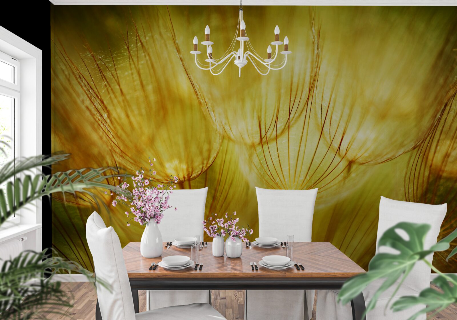 Fotobehang paardenbloemhart, verguld