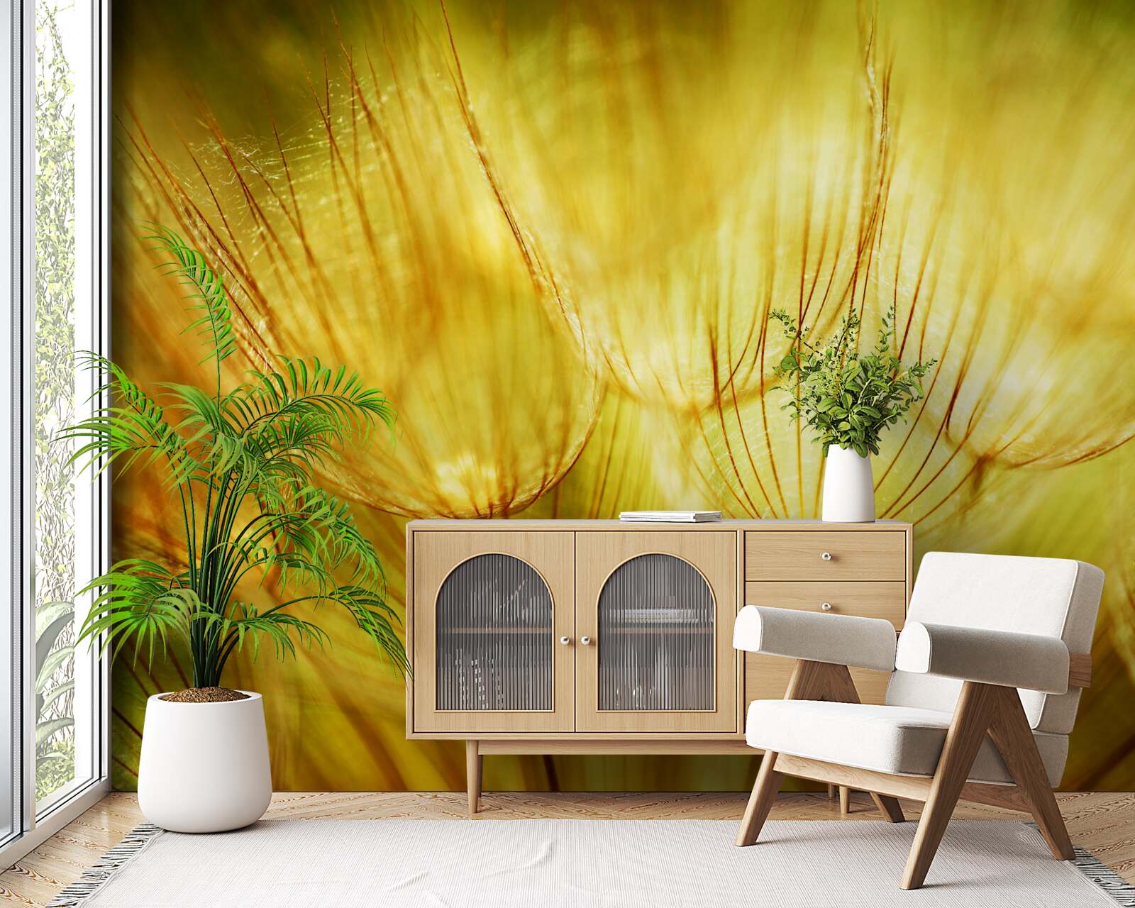 Fotobehang paardenbloemhart, verguld