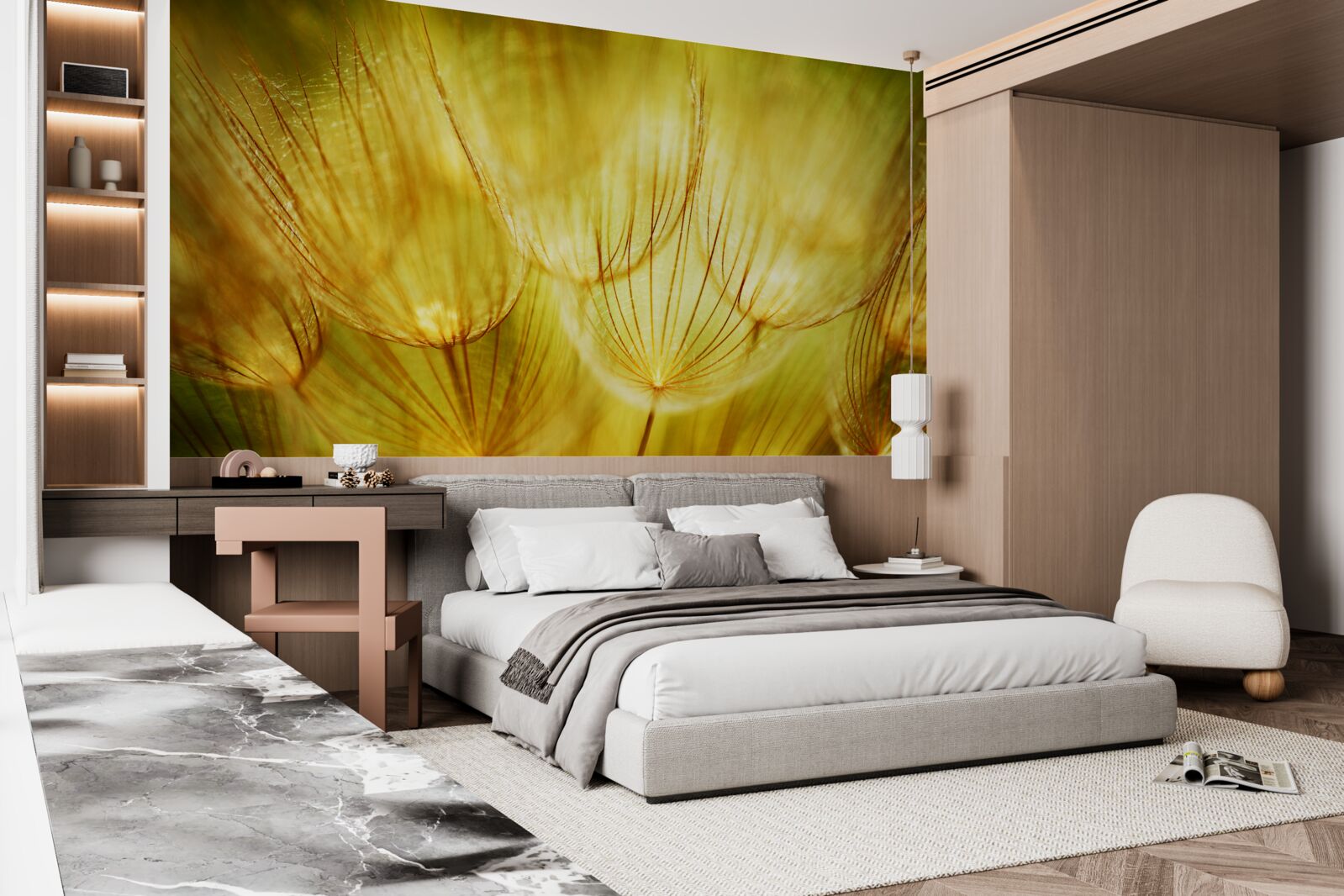 Fotobehang paardenbloemhart, verguld