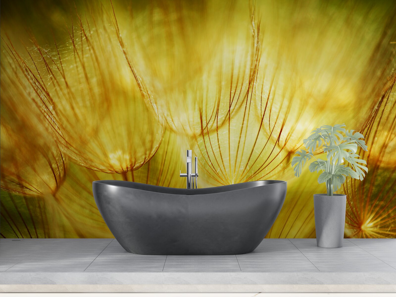 Fotobehang paardenbloemhart, verguld