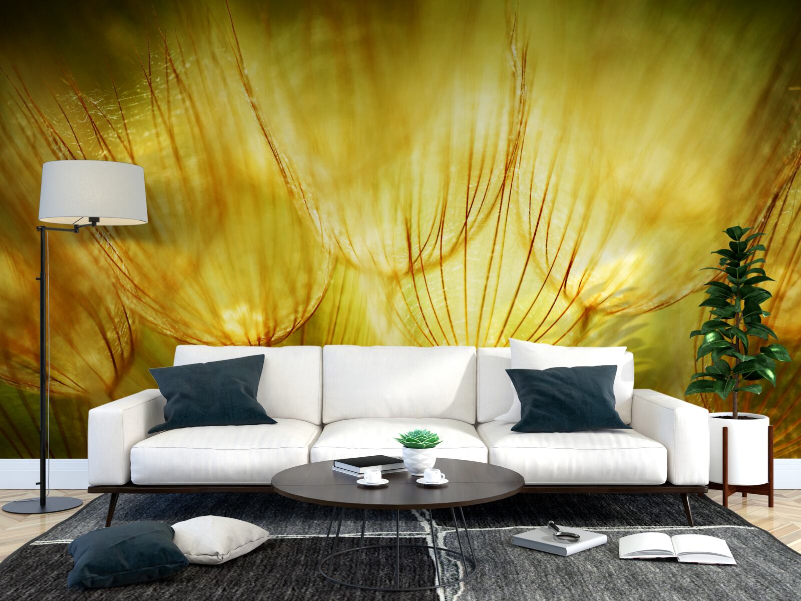 Fotobehang paardenbloemhart, verguld