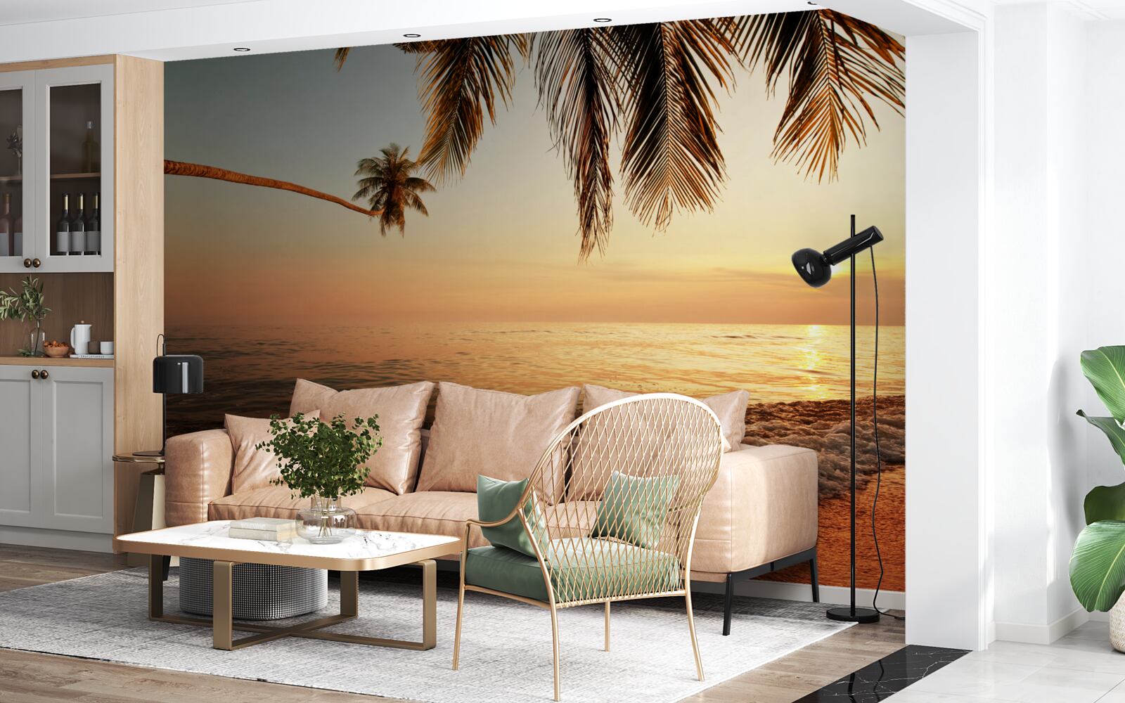 Fotobehang tropisch eiland bij zonsondergang