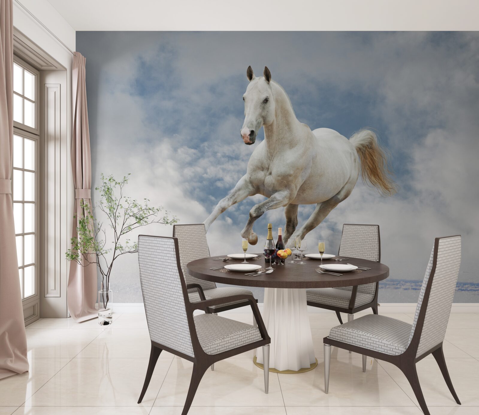 Fotobehang galoppeert het witte paard