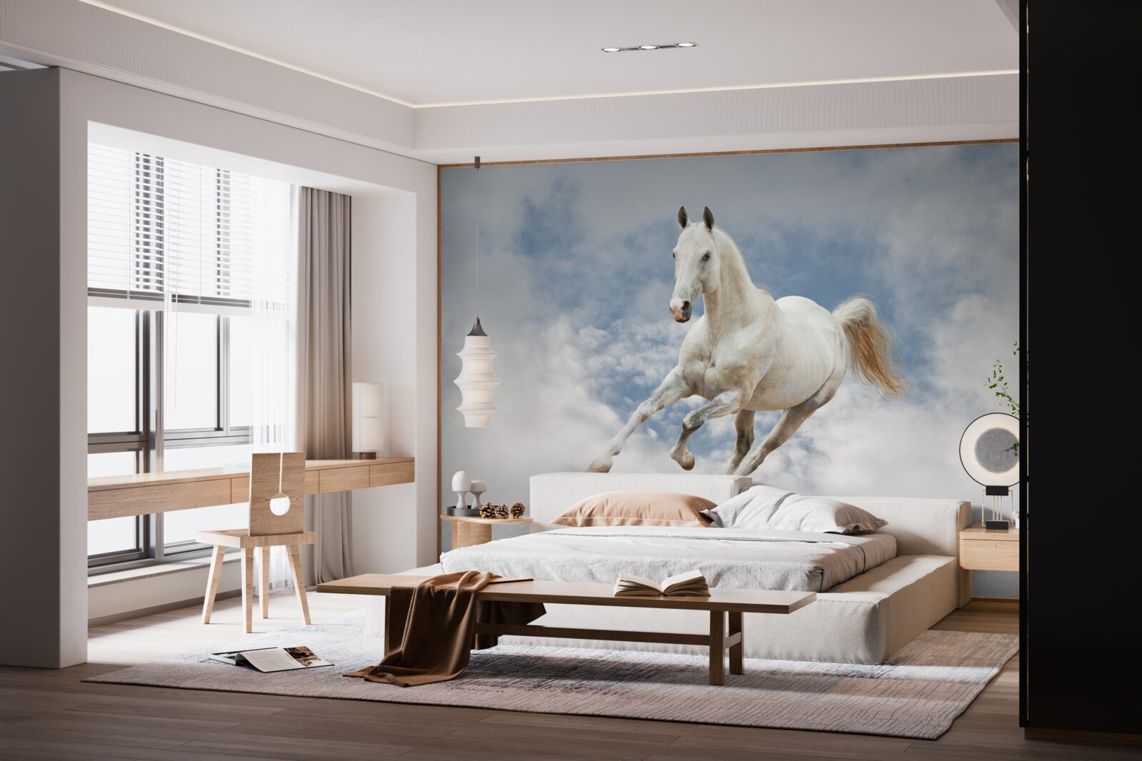 Fotobehang galoppeert het witte paard