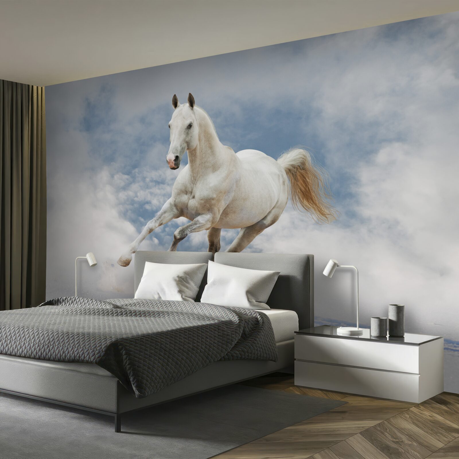 Fotobehang galoppeert het witte paard