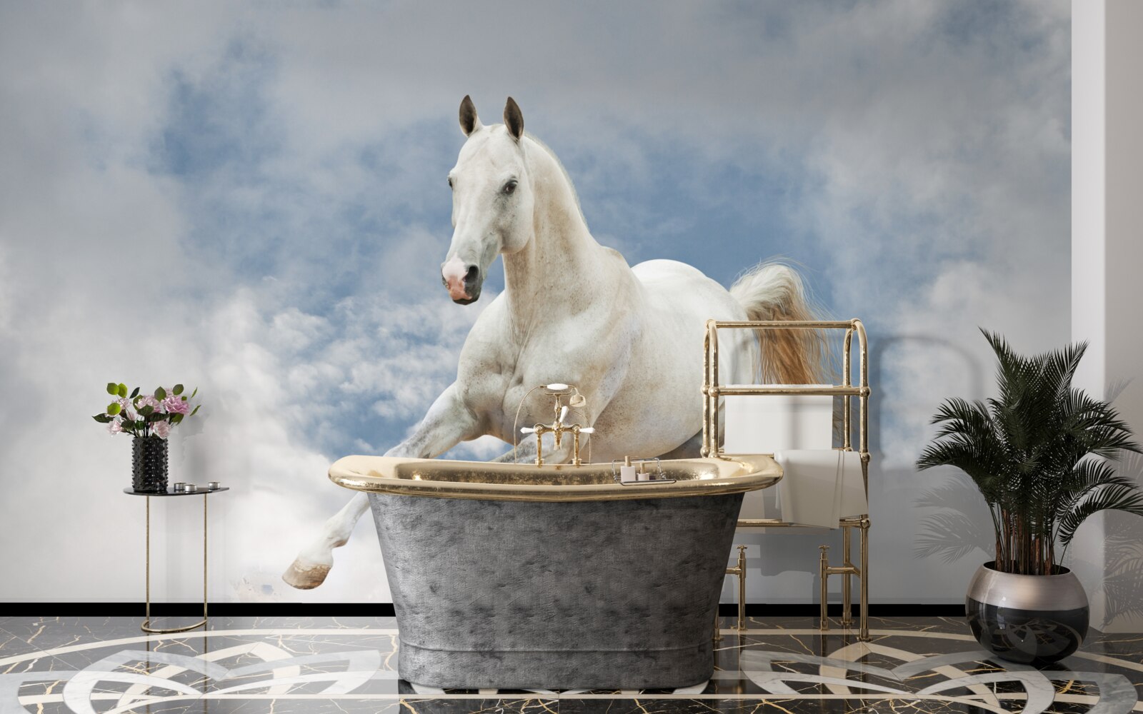 Fotobehang galoppeert het witte paard