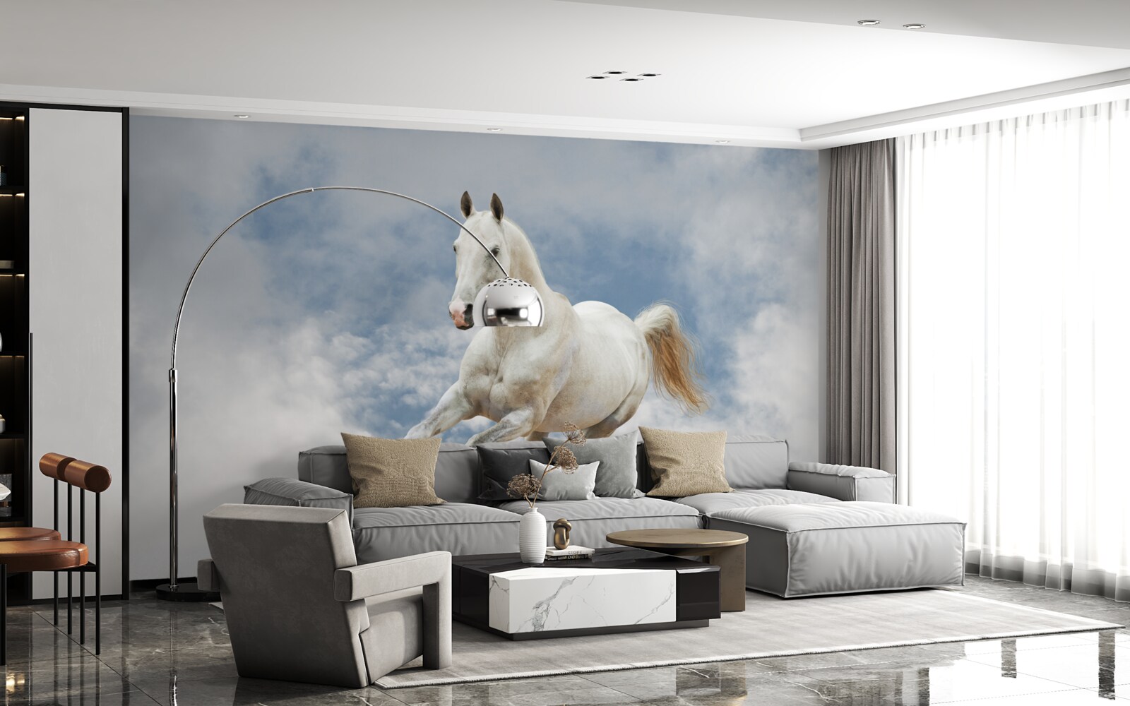 Fotobehang galoppeert het witte paard