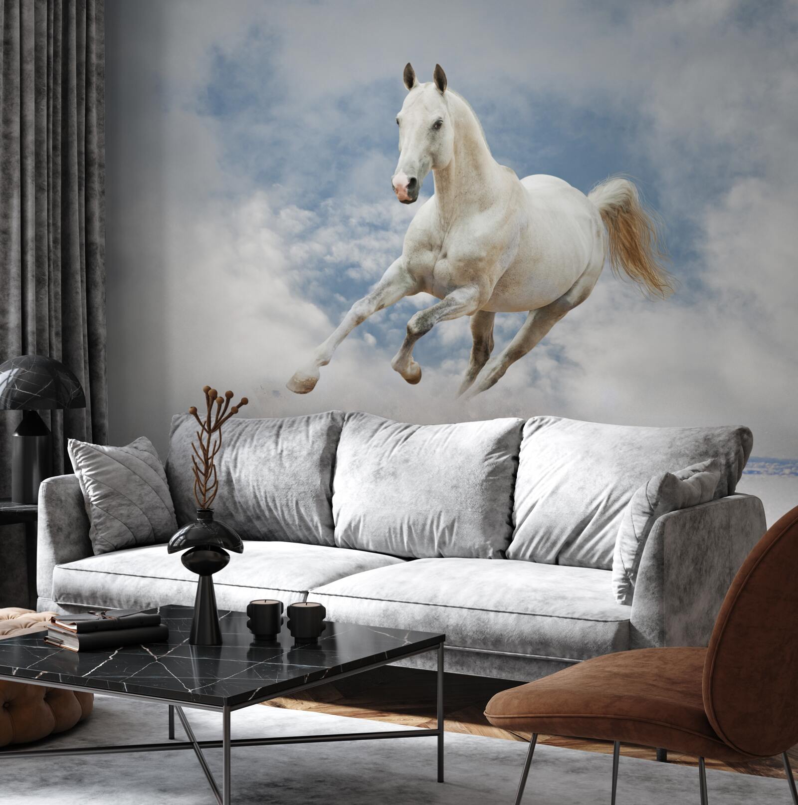 Fotobehang galoppeert het witte paard