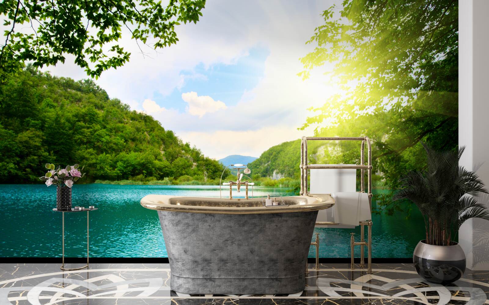 Fotobehang zonsopgang boven het wateroppervlak